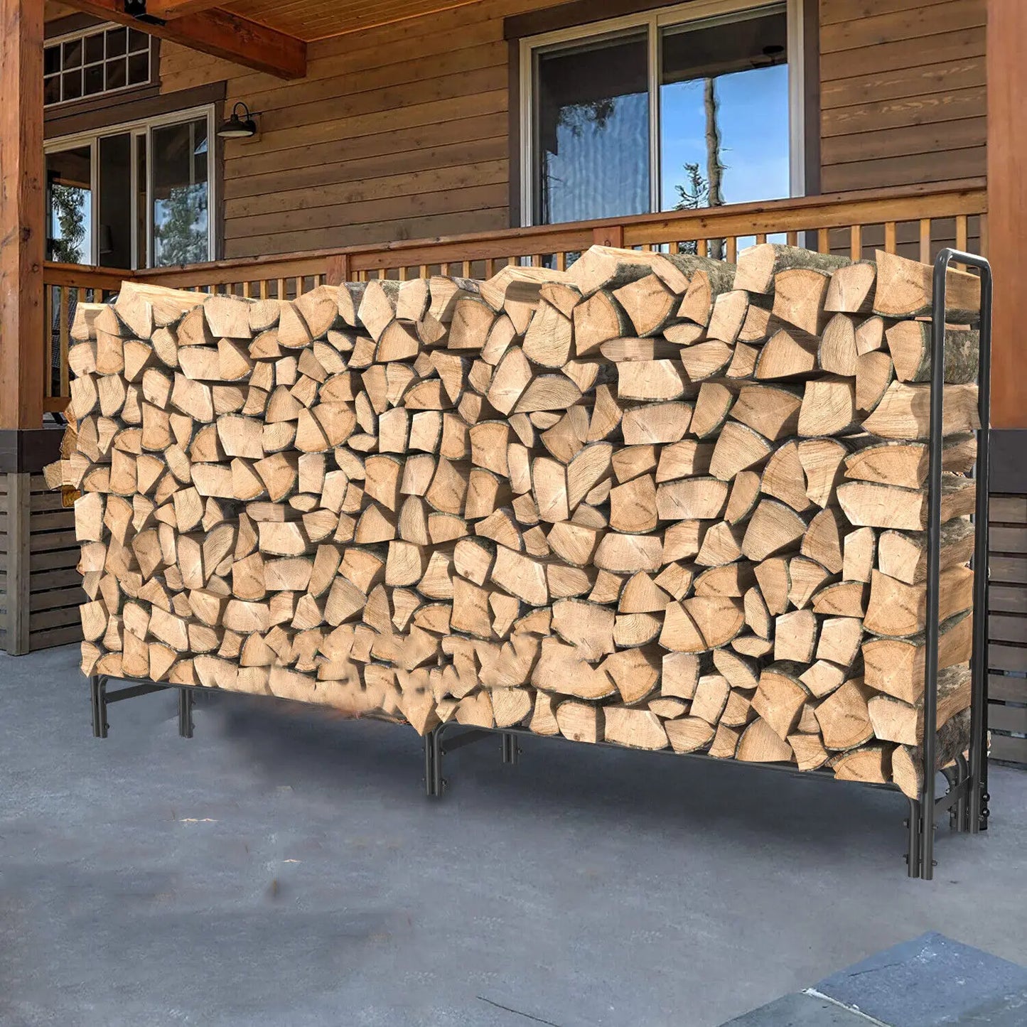 Heavy Duty Firewood Log Rack Iron Frame Storage Holder