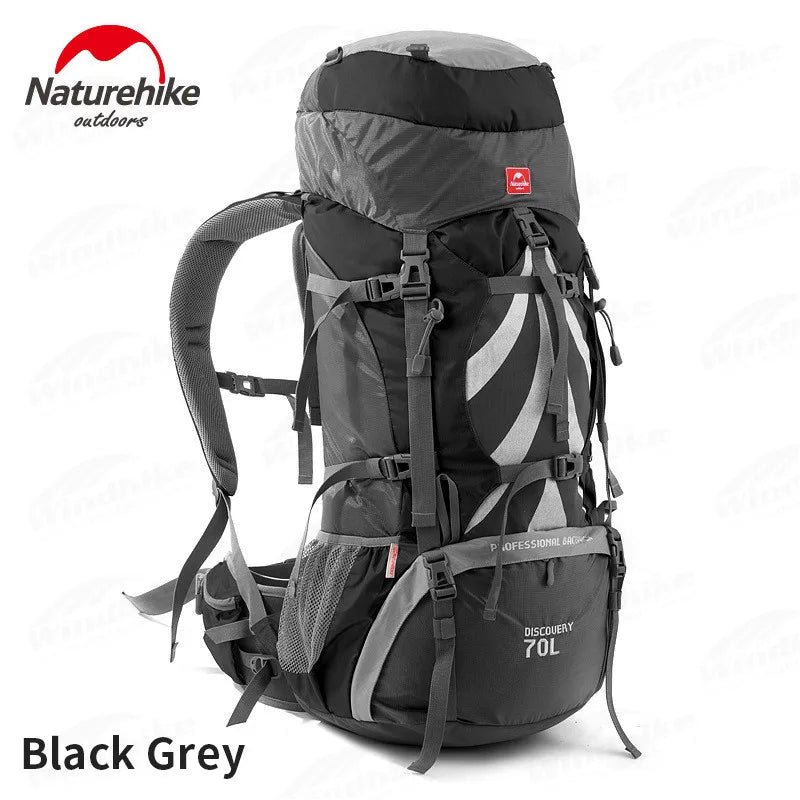 Naturehike Outdoor Backpack 70+5L Hiking Bag Rain Cover Nylon Sports Waterproof Camping Climbing Rucksack With Rainproof Cover