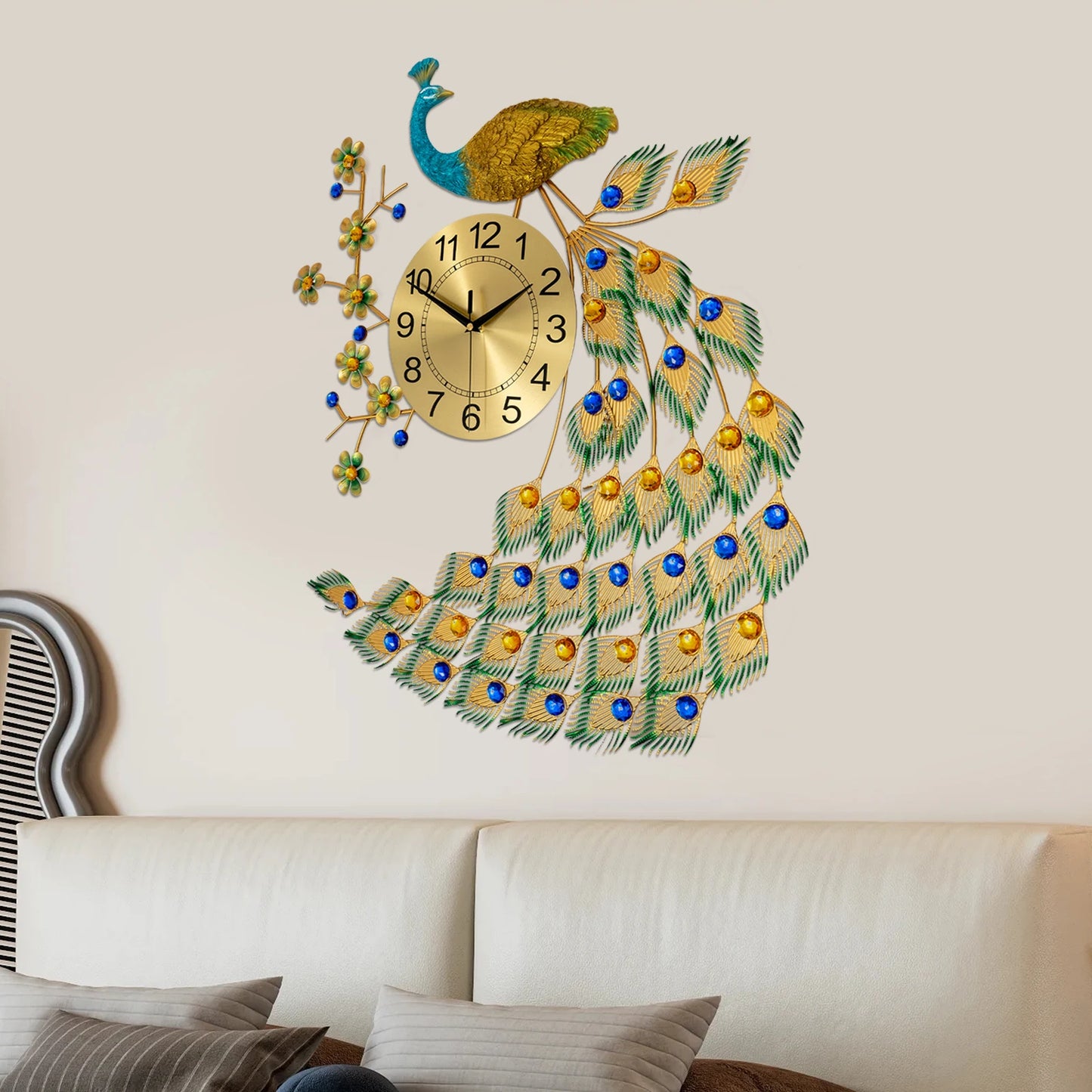 Peacock Wall Clock Digital Acrylic Modern Art For Living Rooms