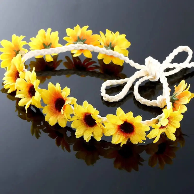Sunflower Hair Accessories Crown Headband Set For Weddings And Events