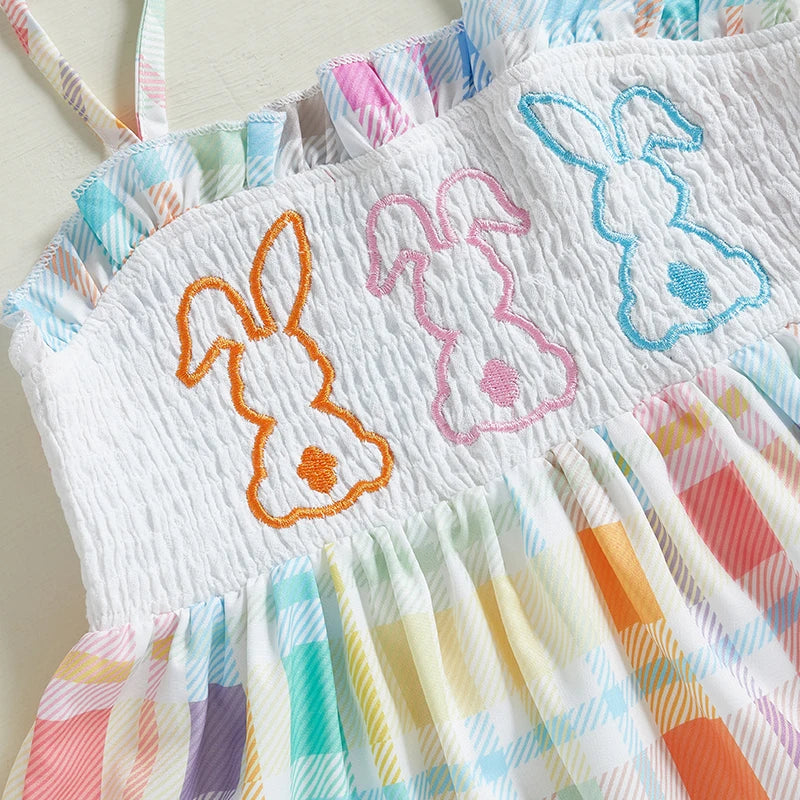 Girls Floral Print Sleeveless A-Line Dress with Embroidery