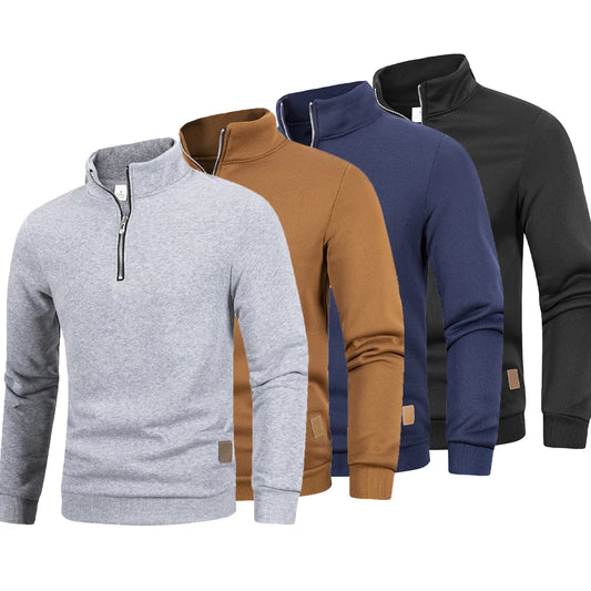 RealXizi Autumn Mens Zipper Pullover Turtleneck Sweater