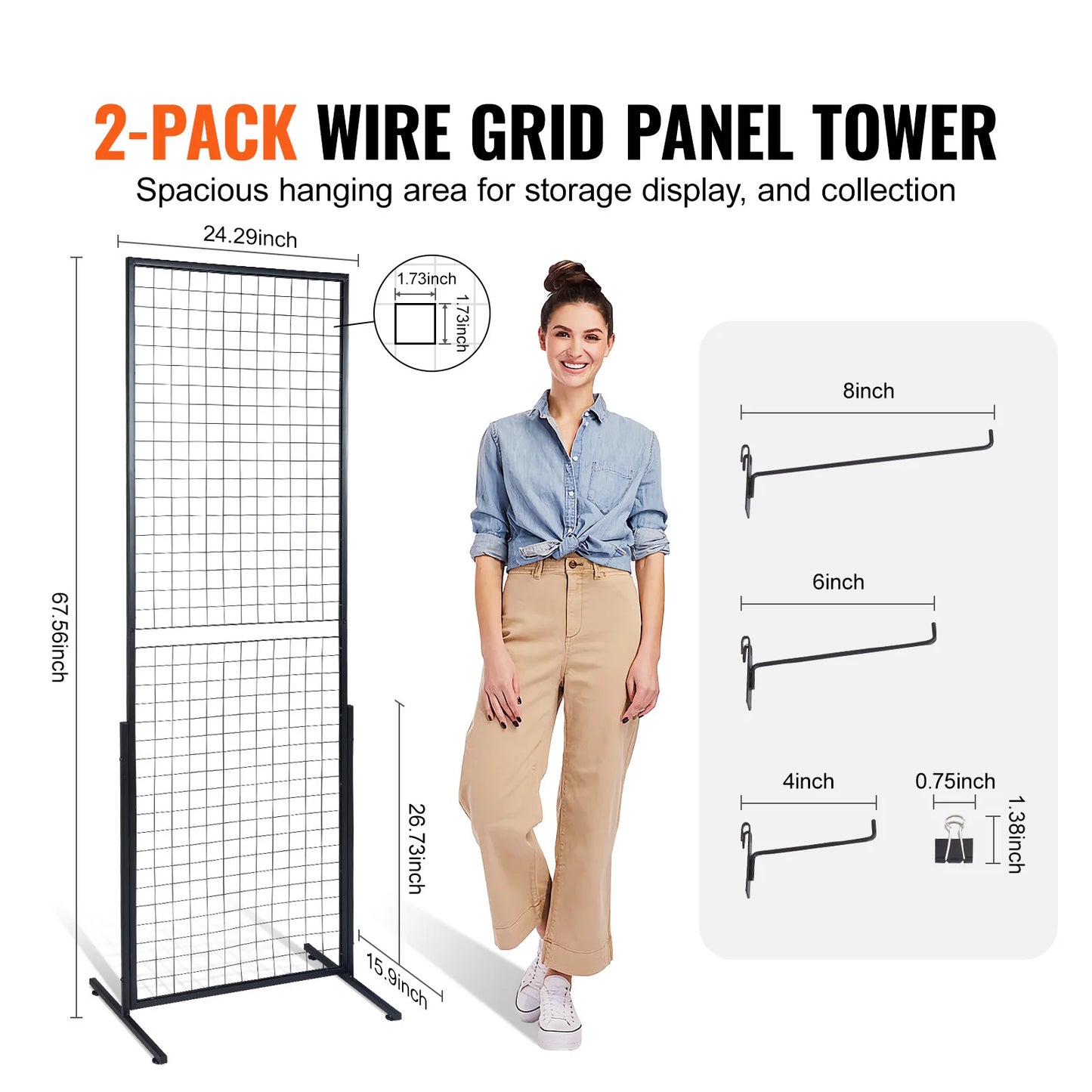 SucceBuy Grid Wall Panels Display Rack With Hooks Art Shows