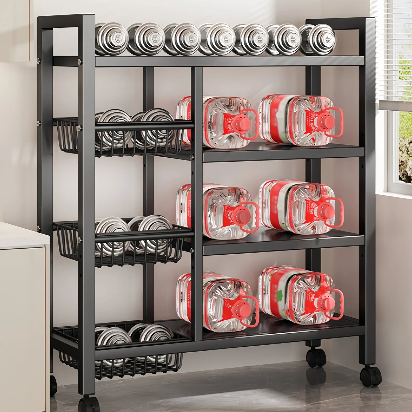 Removable Cabinet Storage Rack 4-Tier Metal Kitchen Organizer