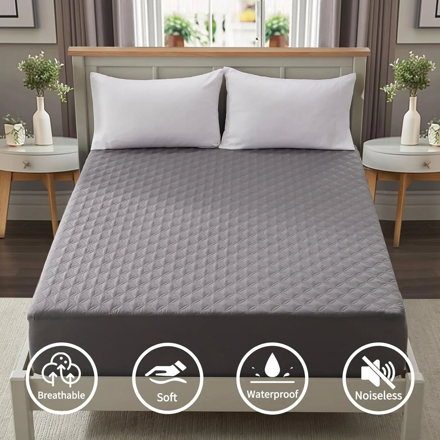Waterproof Mattress Protector With Deep Pocket Noiseless Washable