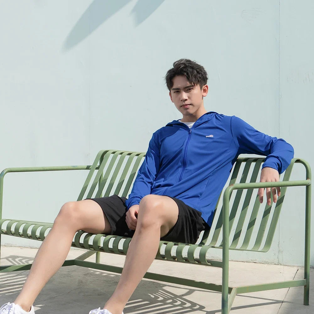 OhSunny Men Sun Protection Cooling Coat With Hood UPF50 Jacket