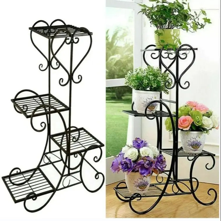 Four Tier Metal Plant Stand For Indoor Outdoor Display Rack