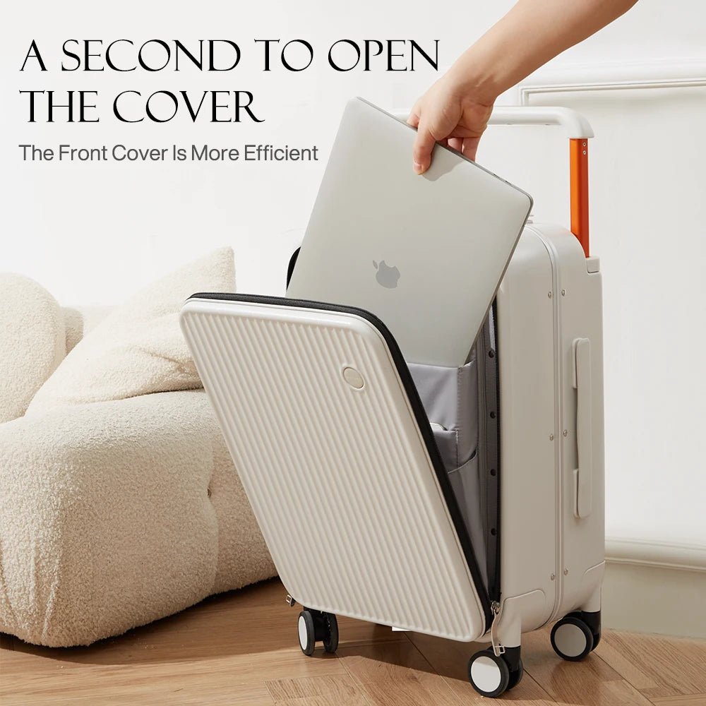 Mixi Front Laptop Pocket Carry On Luggage With Spinner Wheels