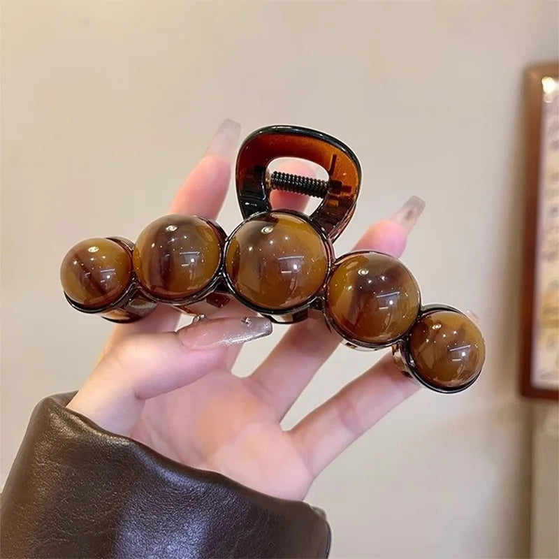 Gradient Beaded Geometric Hair Claw Clip For Women