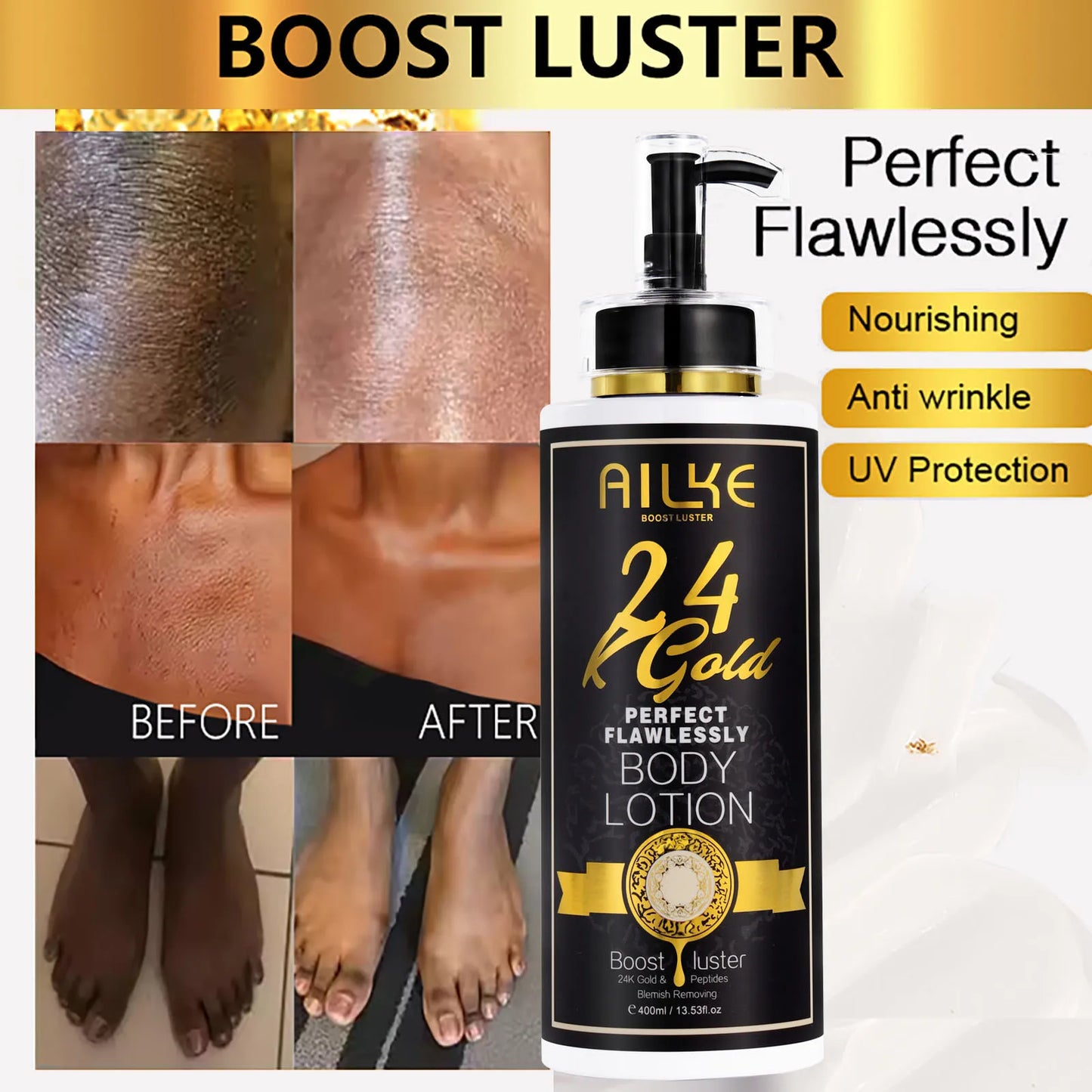 AILKE 24K Gold Flawlessly Skin Care Range Whitening Serum