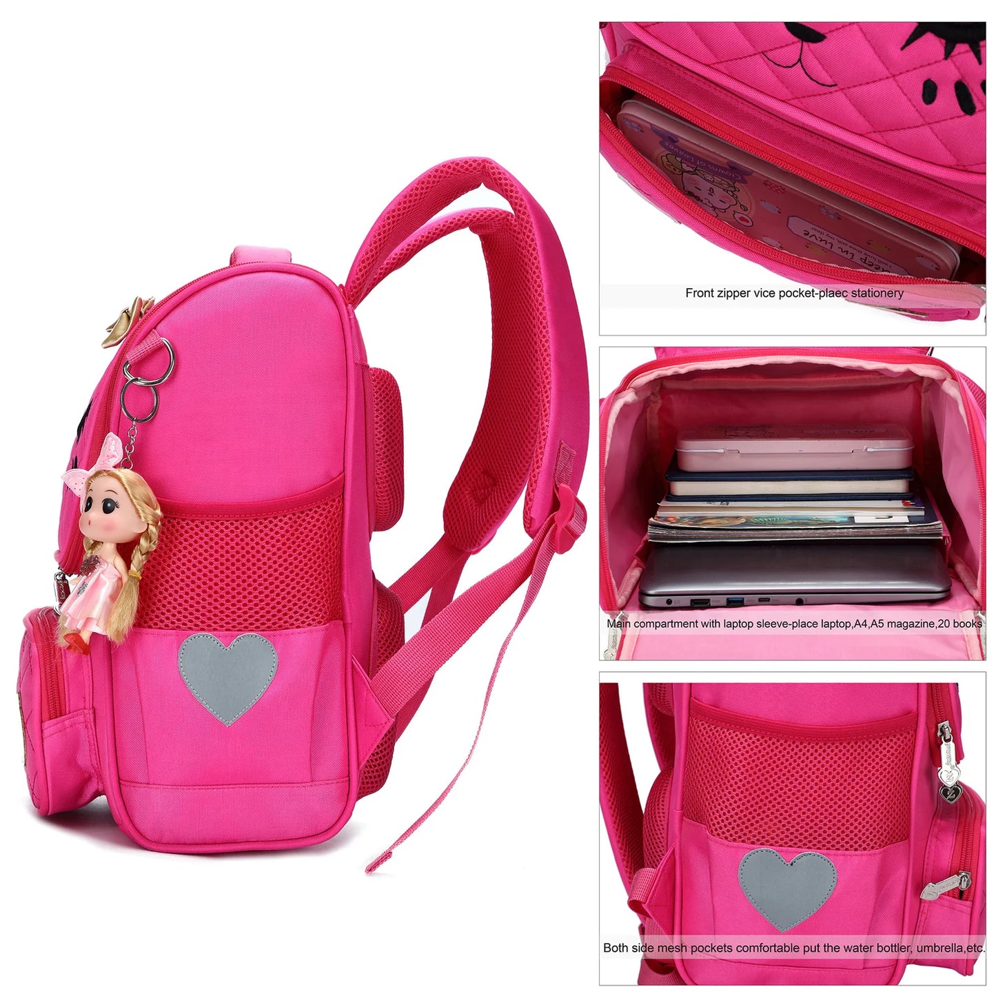 Set-2pcs with lunch bagGirls Backpacks, Waterproof Cute Backpack for Girl Preschool Bookbags Elementary School Bags