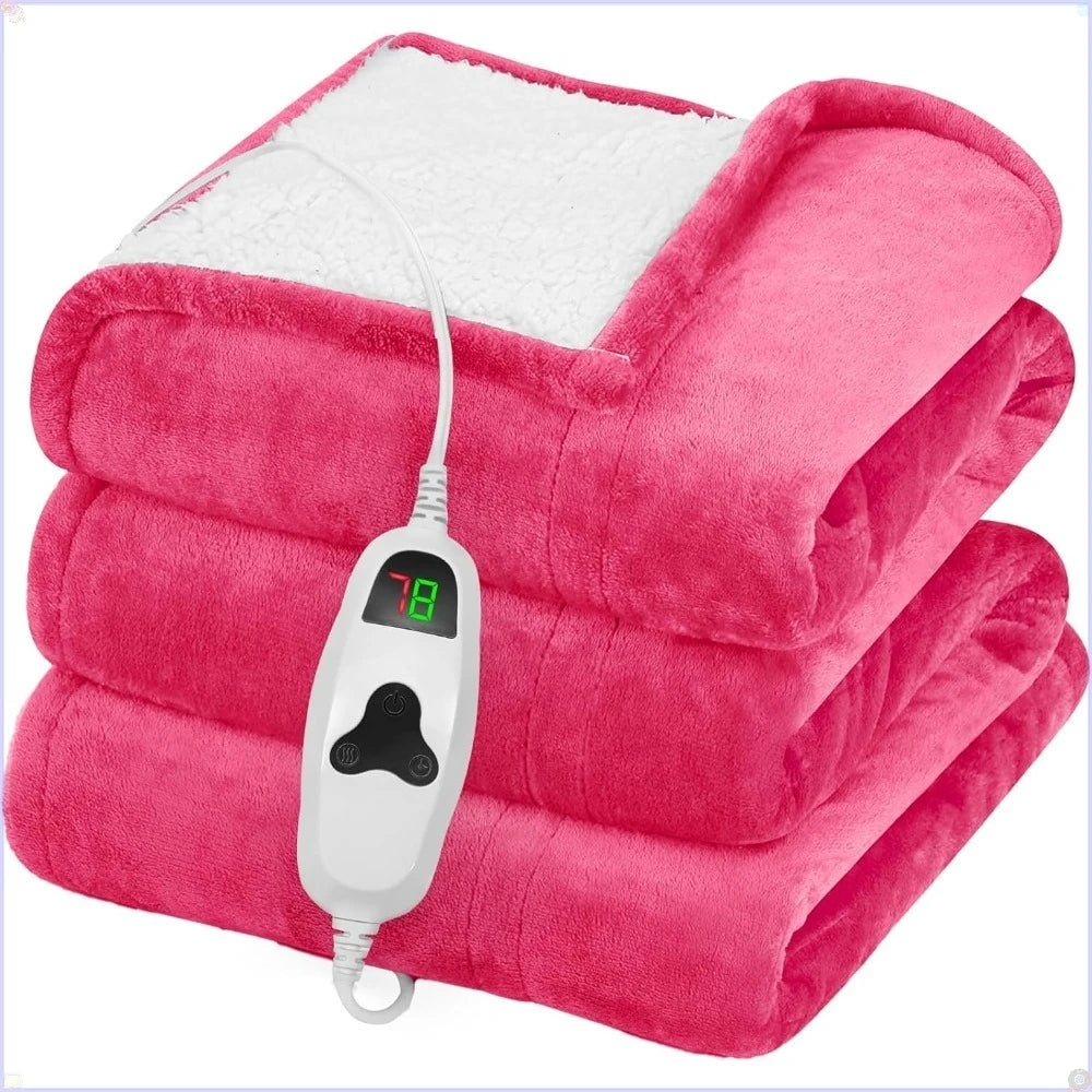 Heated Blanket Electric Throw 50"X60", Heated Blanket with 10 Heat Levels 8 Hours Auto-Off,Fleece Soft Christmas Blanket,Pink