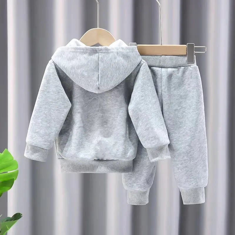 Unisex Baby Hooded Jacket And Pants Set For Spring Autumn