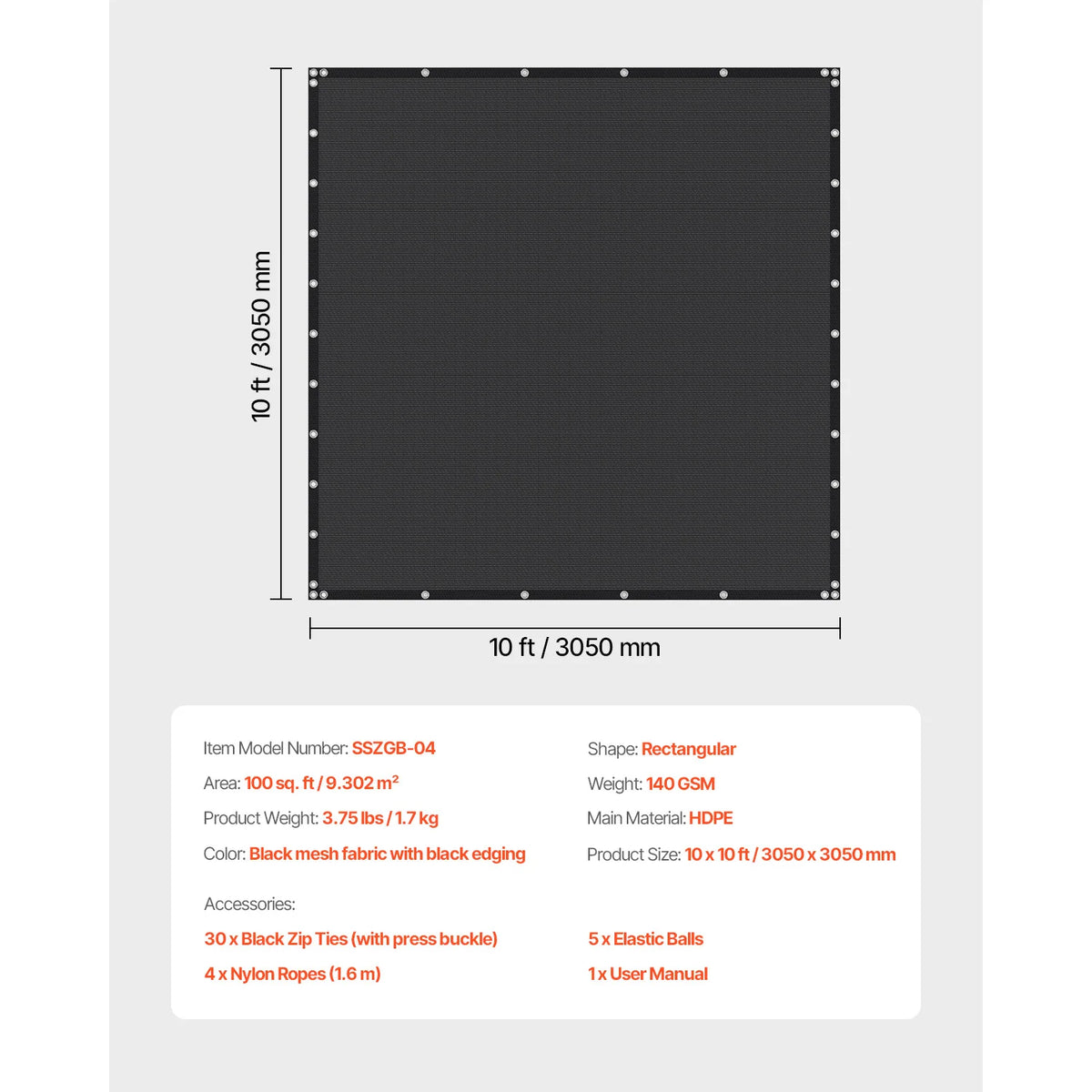 SucceBuy 90 Percent Sun Shade Cloth HDPE Pergola Canopy Cover