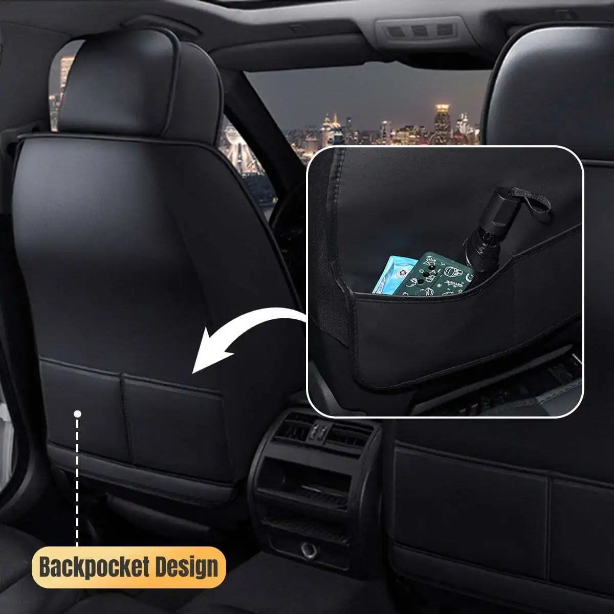 2PCS Auto Set Car Seat Covers PU Leather Signle Front Split Protector Four Season Universal Fit Most Car SUV Car Accessories