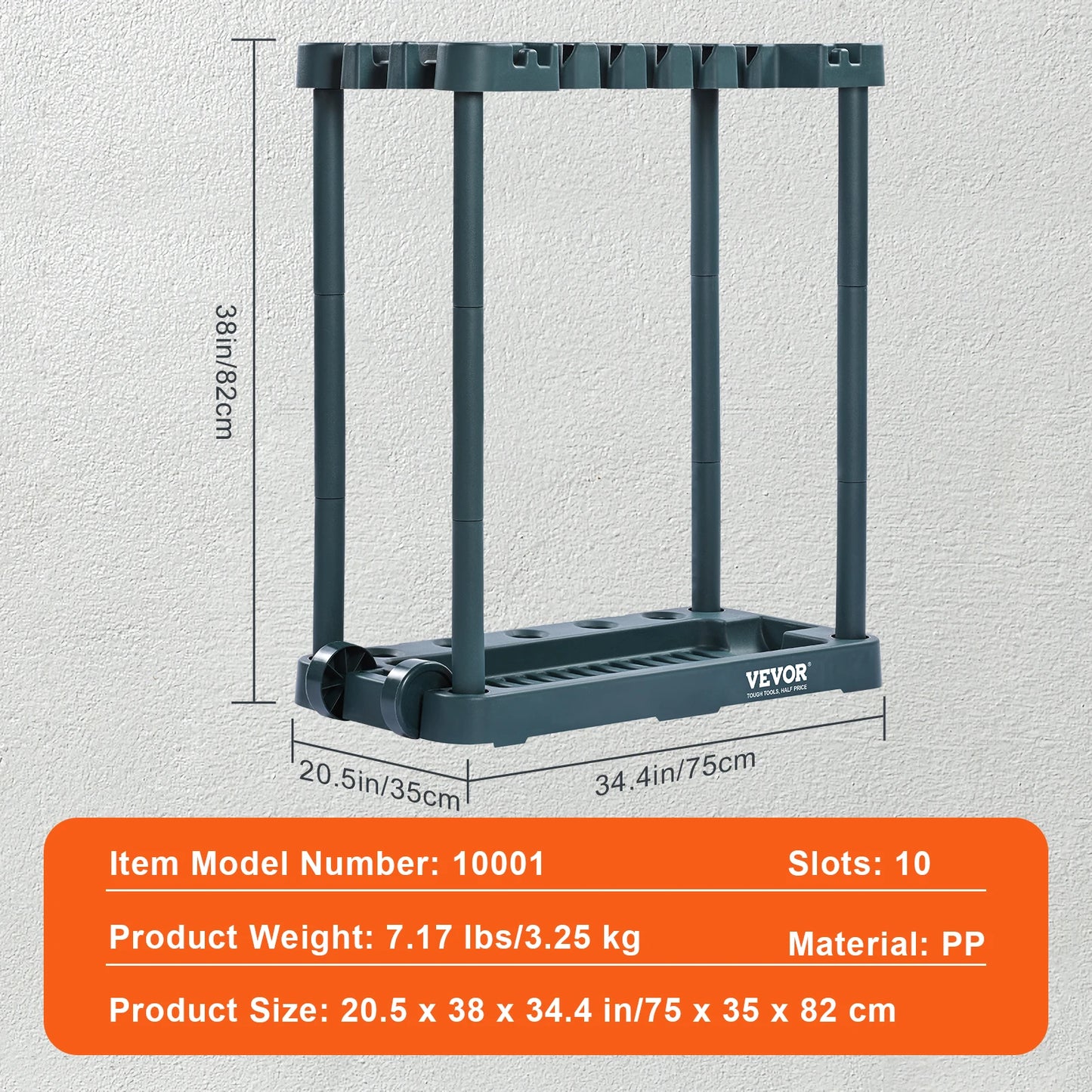 SucceBuy 10 Slots Yard Garden Tool Organizer Rack Tower For Garage