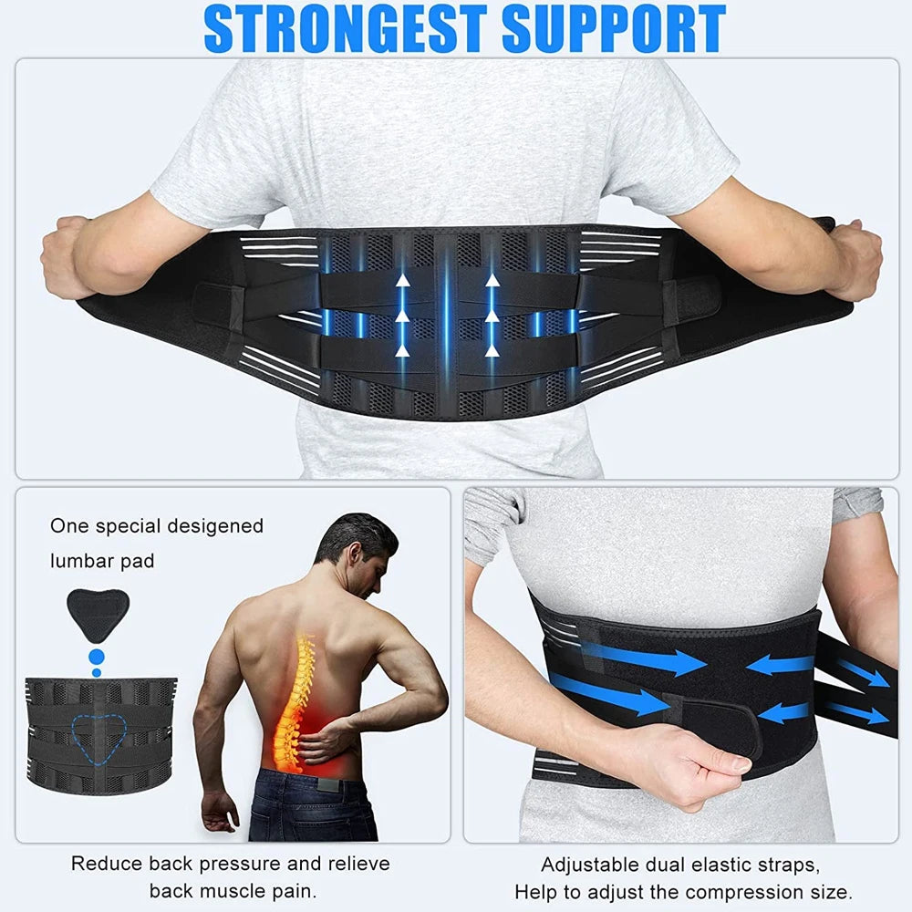 Back Pain Relief Lumbar Support Belt With 6 Stays Breathable