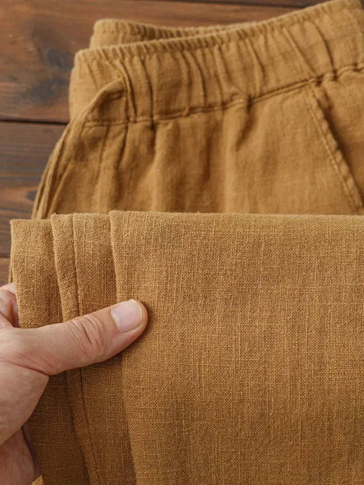 Nevettle Casual Cotton Linen Chino Pants Men Wide Leg