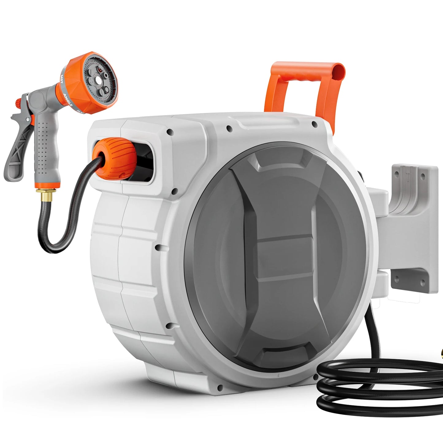 SucceBuy Retractable Garden Hose Reel 9-Pattern Nozzle 180 Degree Bracket
