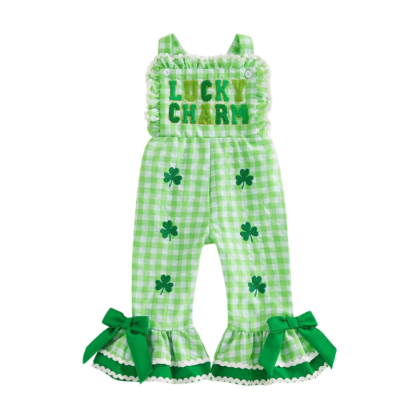 Adorable Baby Shamrock Print Sleeveless Romper
