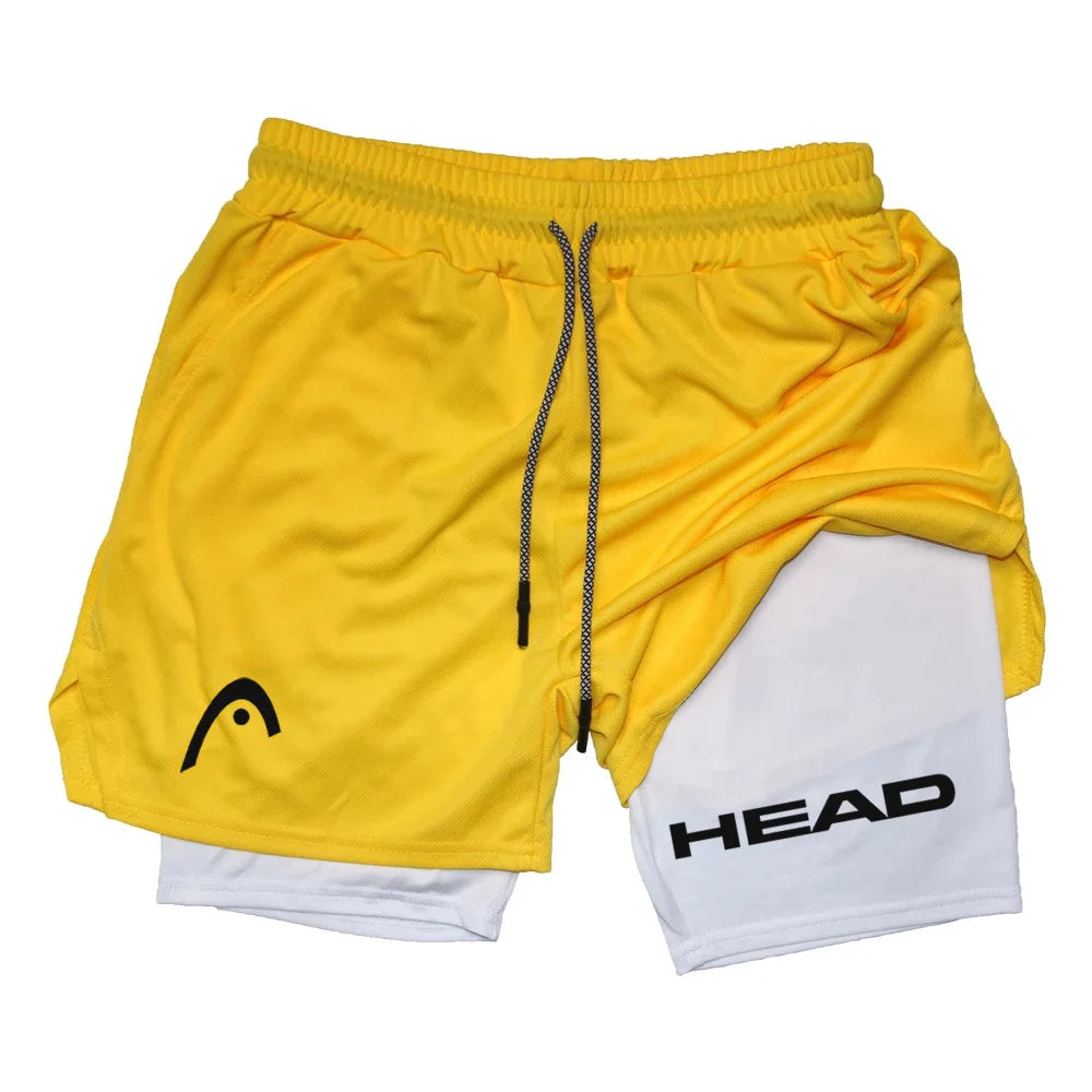 Mens Quick Dry Double Layer Running Shorts For Gym Training