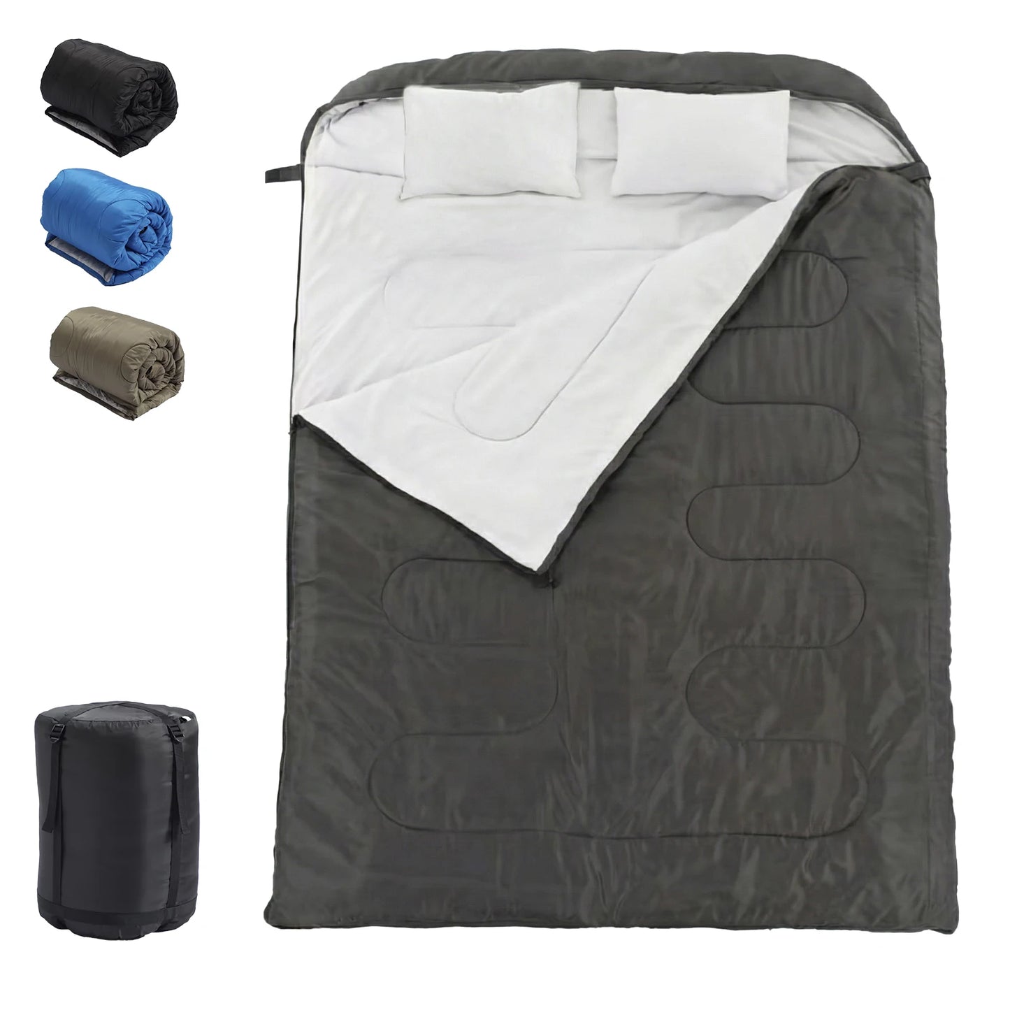 JHK Double Sleeping Bag With Pillow Lightweight 3 Season