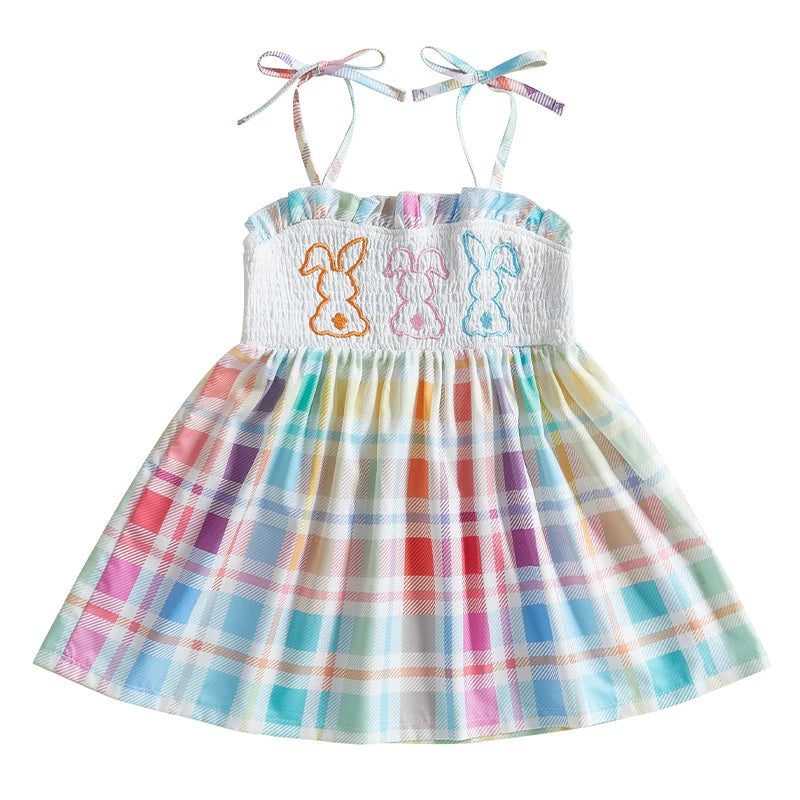 Girls Floral Print Sleeveless A-Line Dress with Embroidery