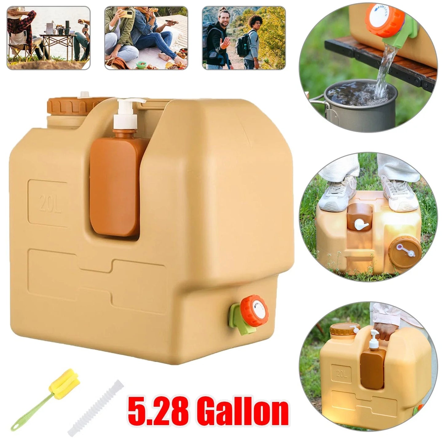 Emergency 20L Water Container With Spigot For Outdoor Use