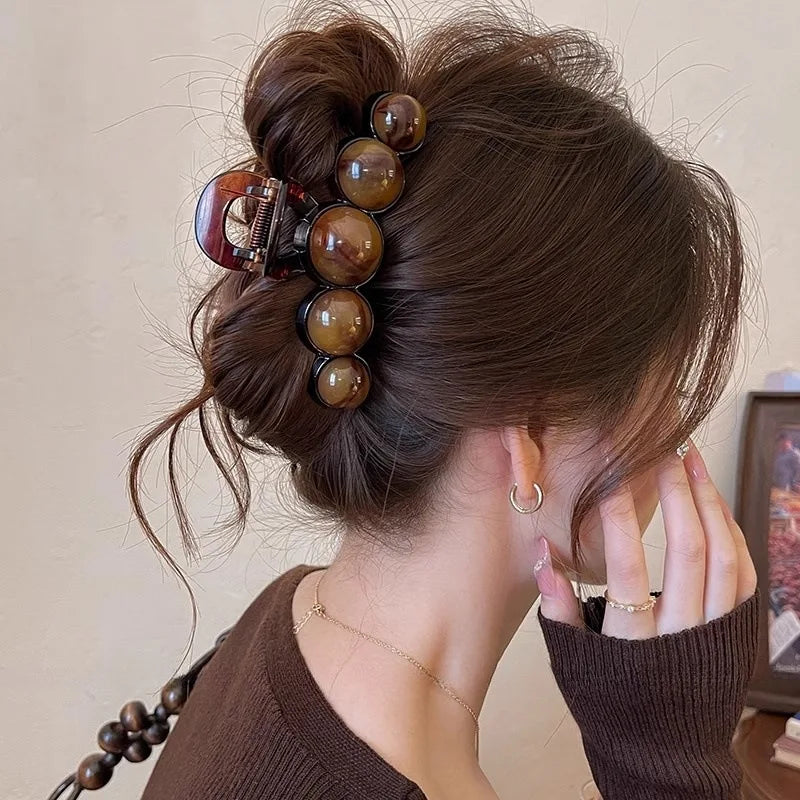 Gradient Beaded Geometric Hair Claw Clip For Women