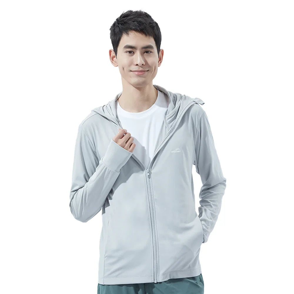 OhSunny Men Sun Protection Cooling Coat With Hood UPF50 Jacket