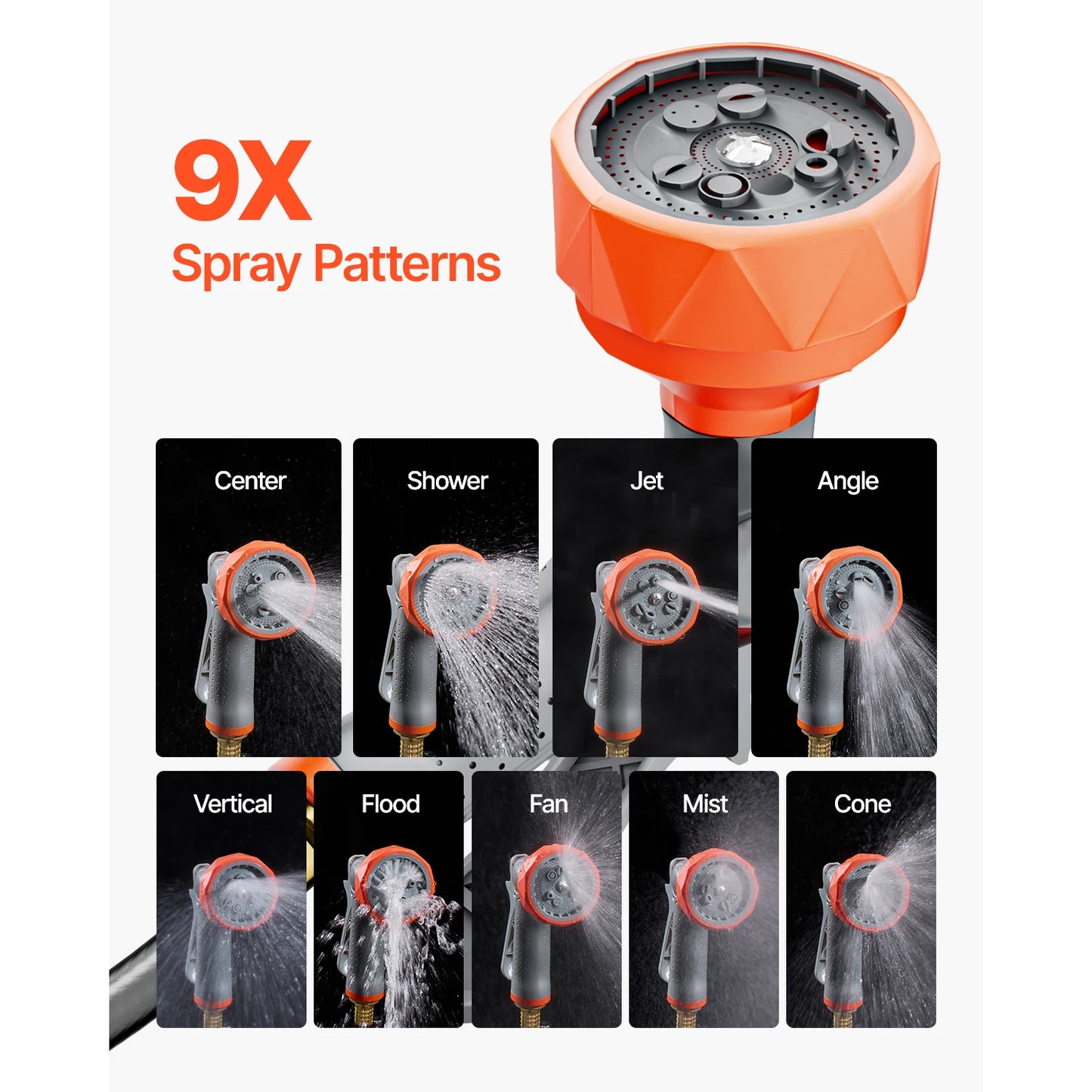 SucceBuy Retractable Garden Hose Reel 9-Pattern Nozzle 180 Degree Bracket