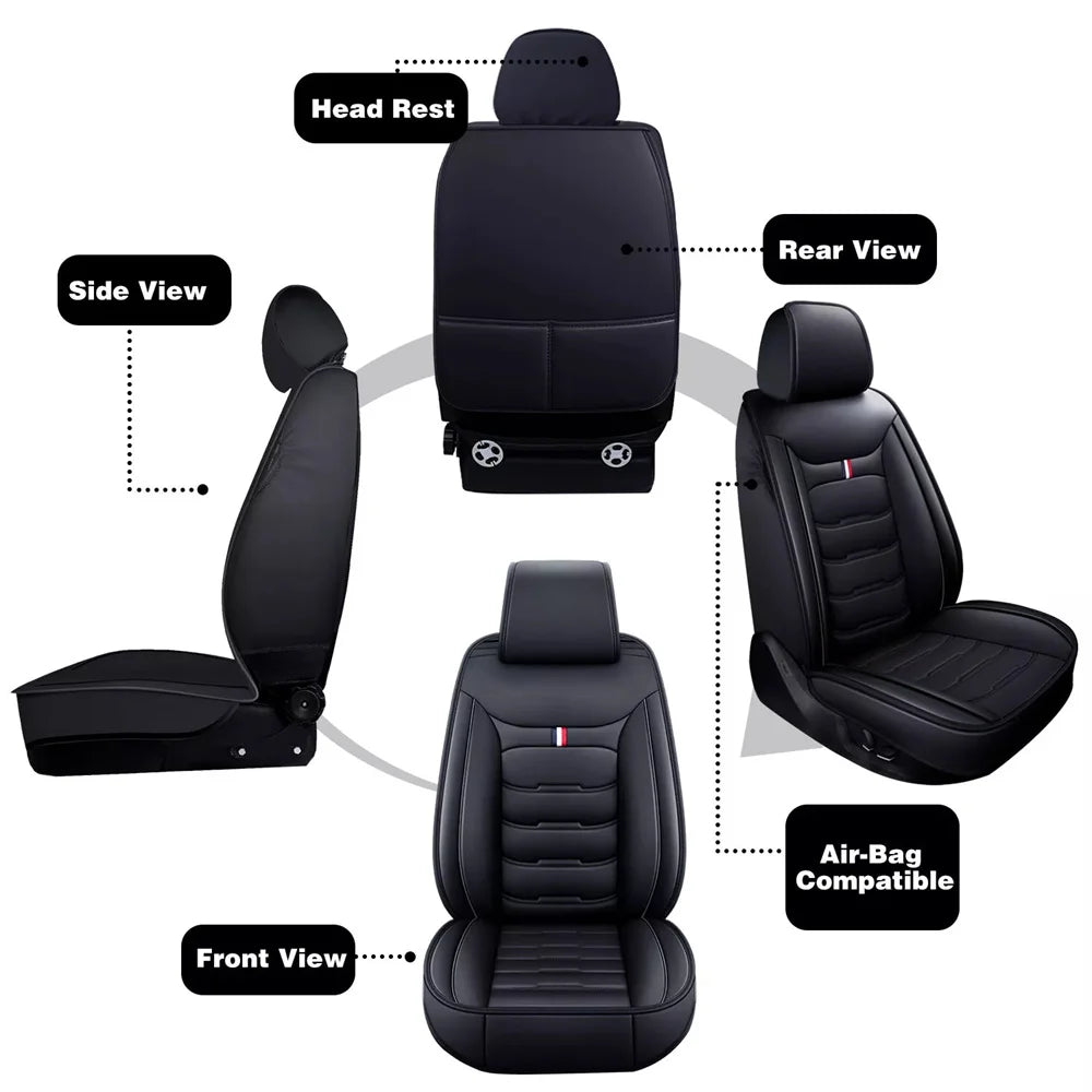 2PCS Auto Set Car Seat Covers PU Leather Signle Front Split Protector Four Season Universal Fit Most Car SUV Car Accessories