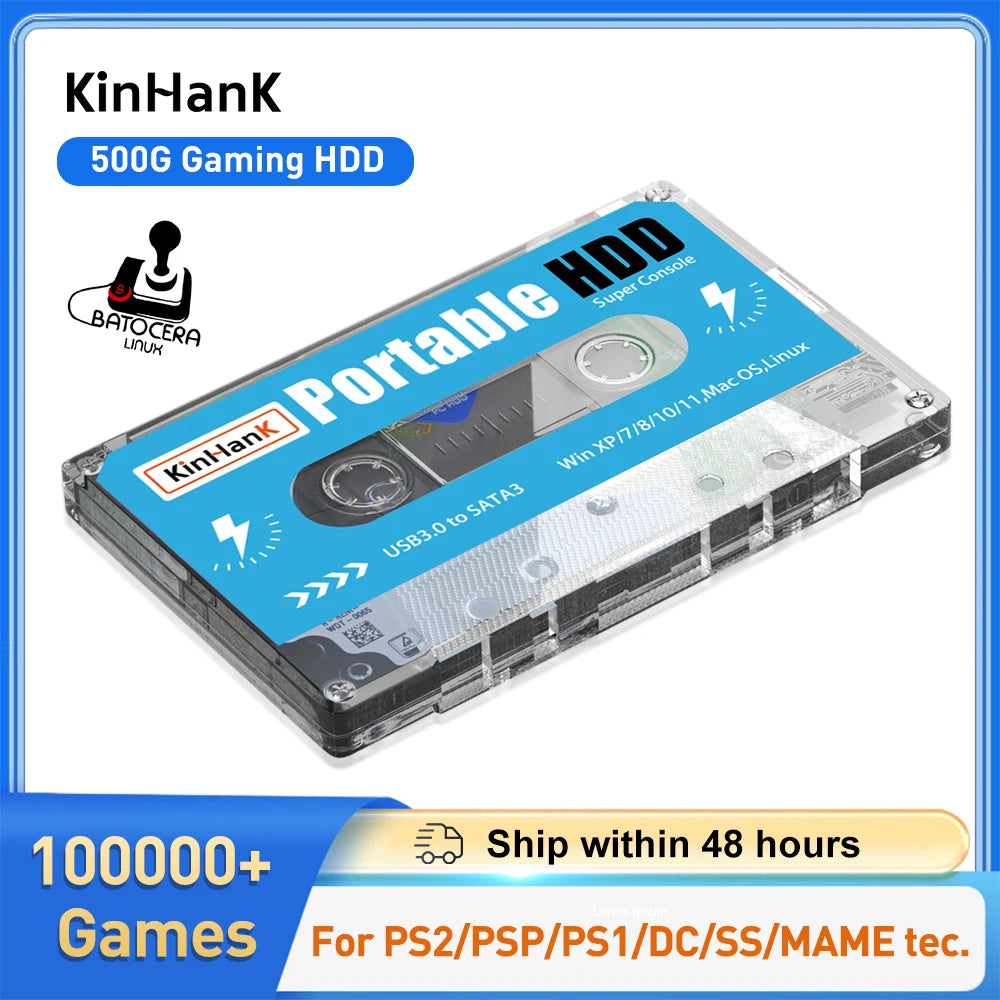 KINHANK Gaming HDD With 100000 Games And Batocera OS