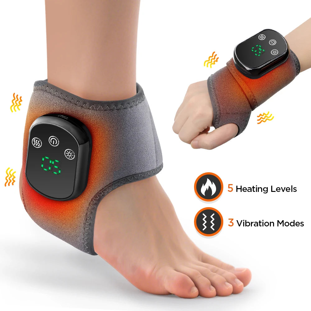 Electric Cordless Heated Ankle Wrist Guard Massager for Right Left Hand/Foot Vibration Massage Wristband Hot Ankle Joint Brace