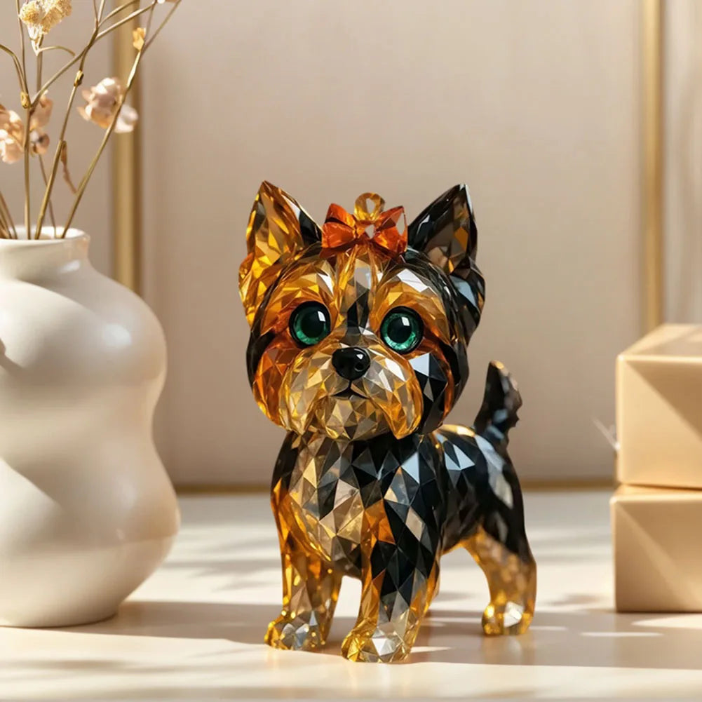 Shunmaii Resin Crystal Cat and Dog Figurines