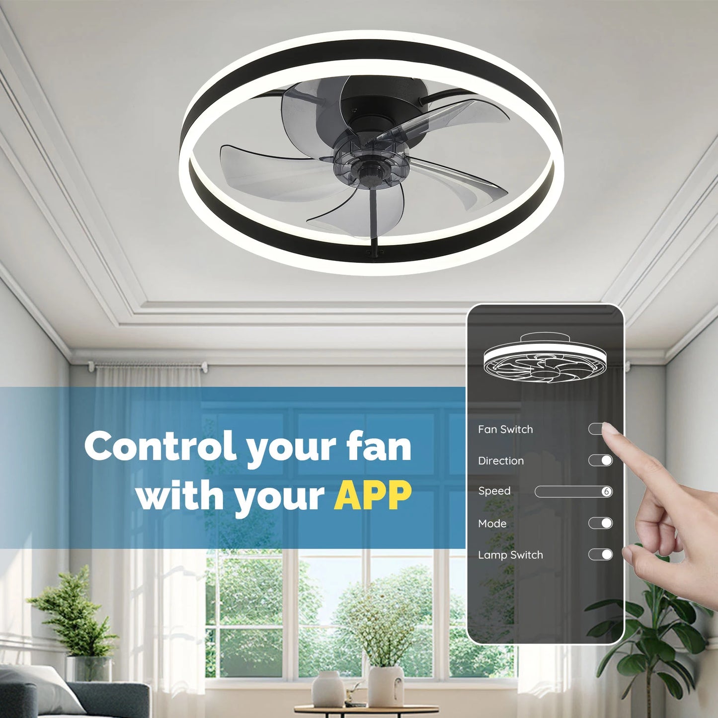 Orison Ceiling Fan With Remote Control Low Profile Flush Mount