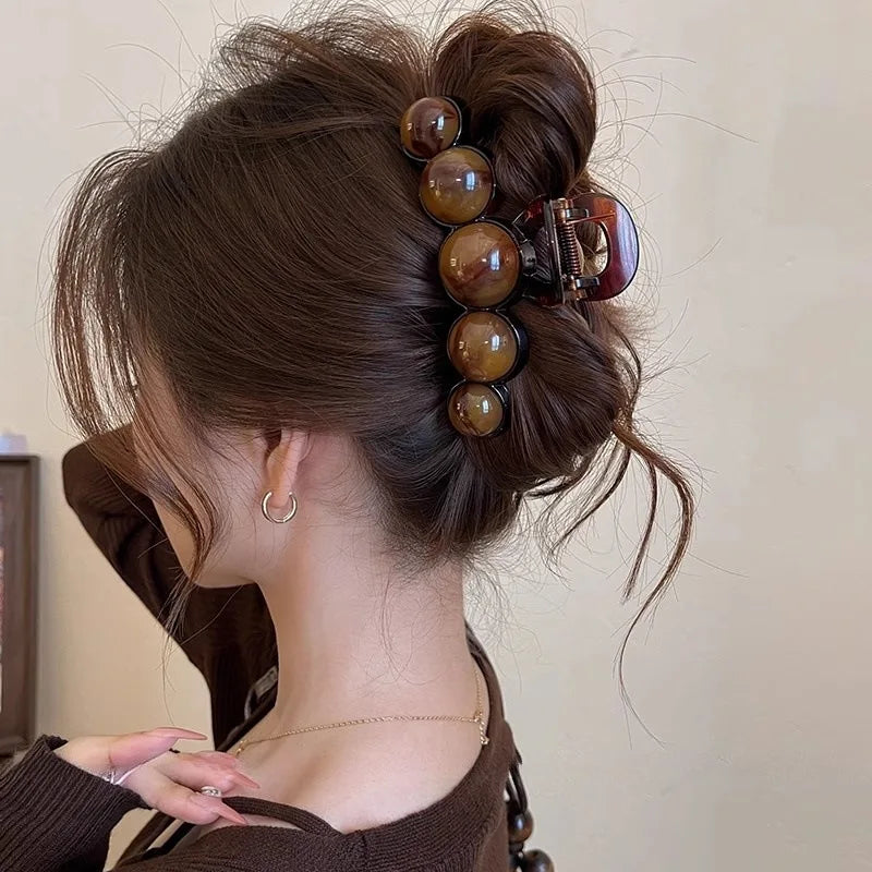 Gradient Beaded Geometric Hair Claw Clip For Women