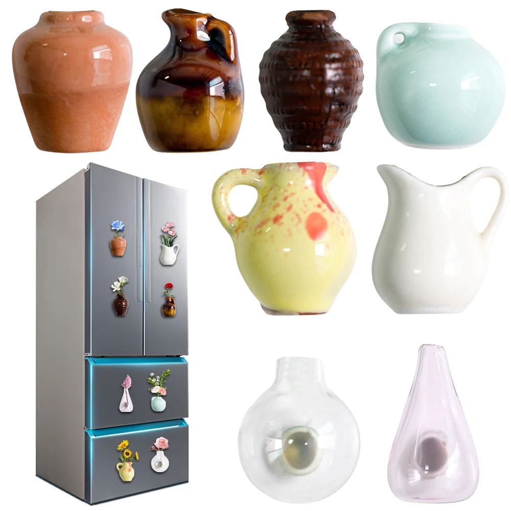 Ceramics Vase Fridge Magnet Porcelain Refrigerator Decor Sticker