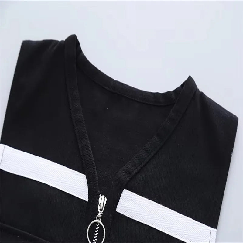 NONECN Toddler Boy Letter Print Knit Vest Elastic Pants Set