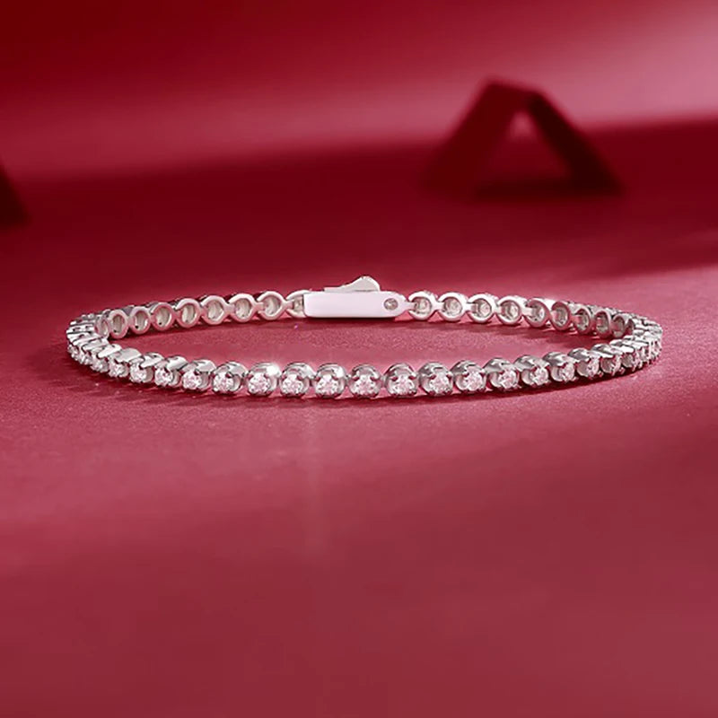 JIUZUAN Moissanite Tennis Bracelet 1.92ct 18K Gold Plated