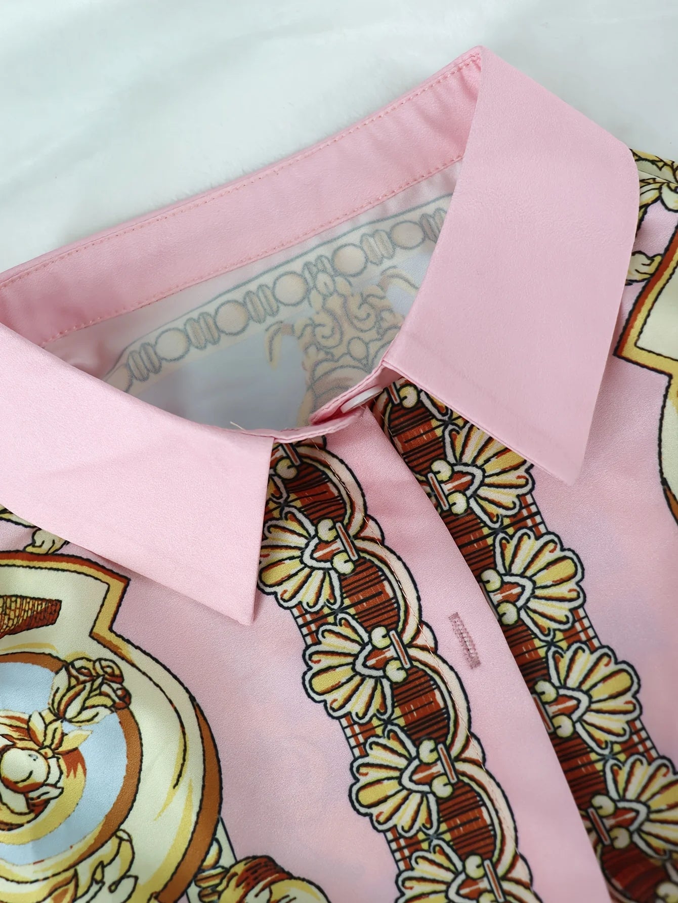 Women Two Piece Ornate Print Shirt Top And Pants Set