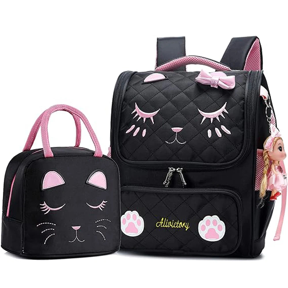 Set-2pcs with lunch bagGirls Backpacks, Waterproof Cute Backpack for Girl Preschool Bookbags Elementary School Bags
