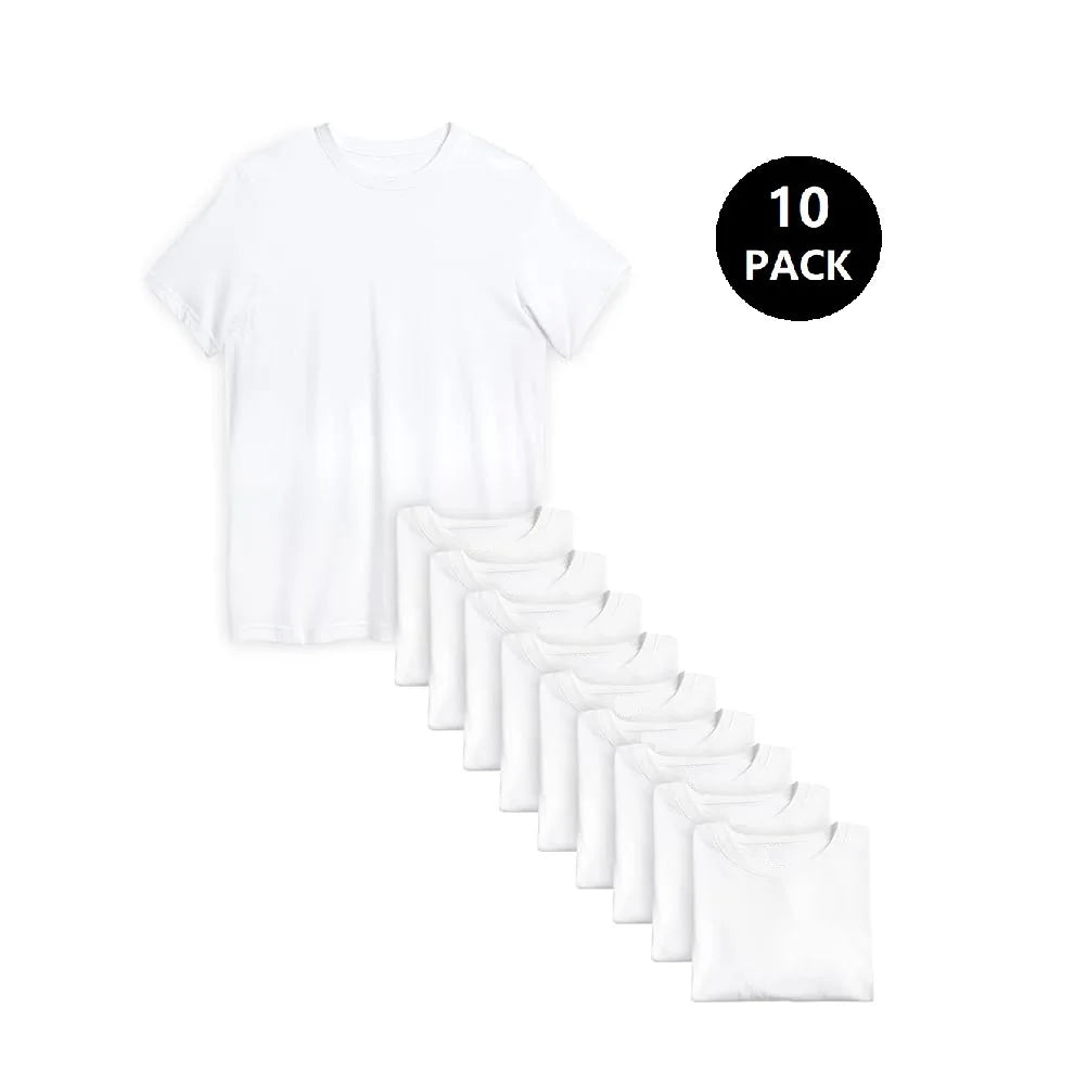 Men's Classic Crew Neck T Shirts Cotton Blend Short Sleeve 10 Pack