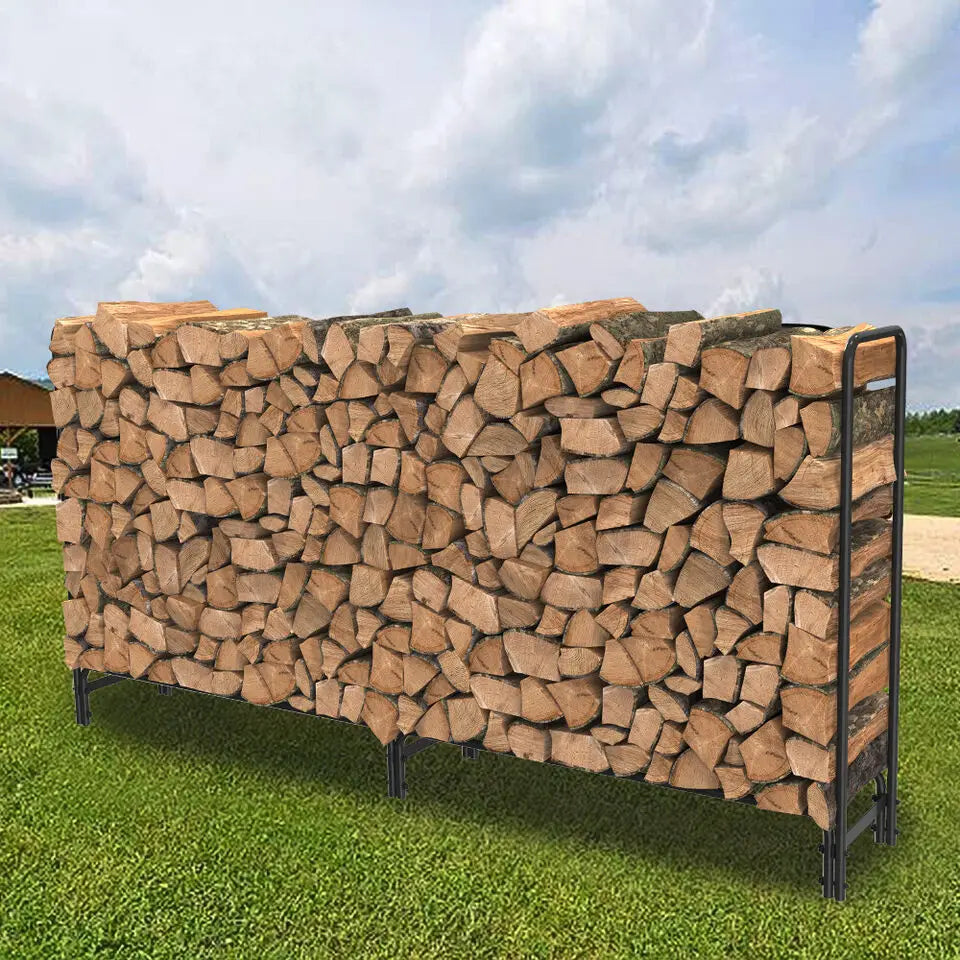 Heavy Duty Firewood Log Rack Iron Frame Storage Holder