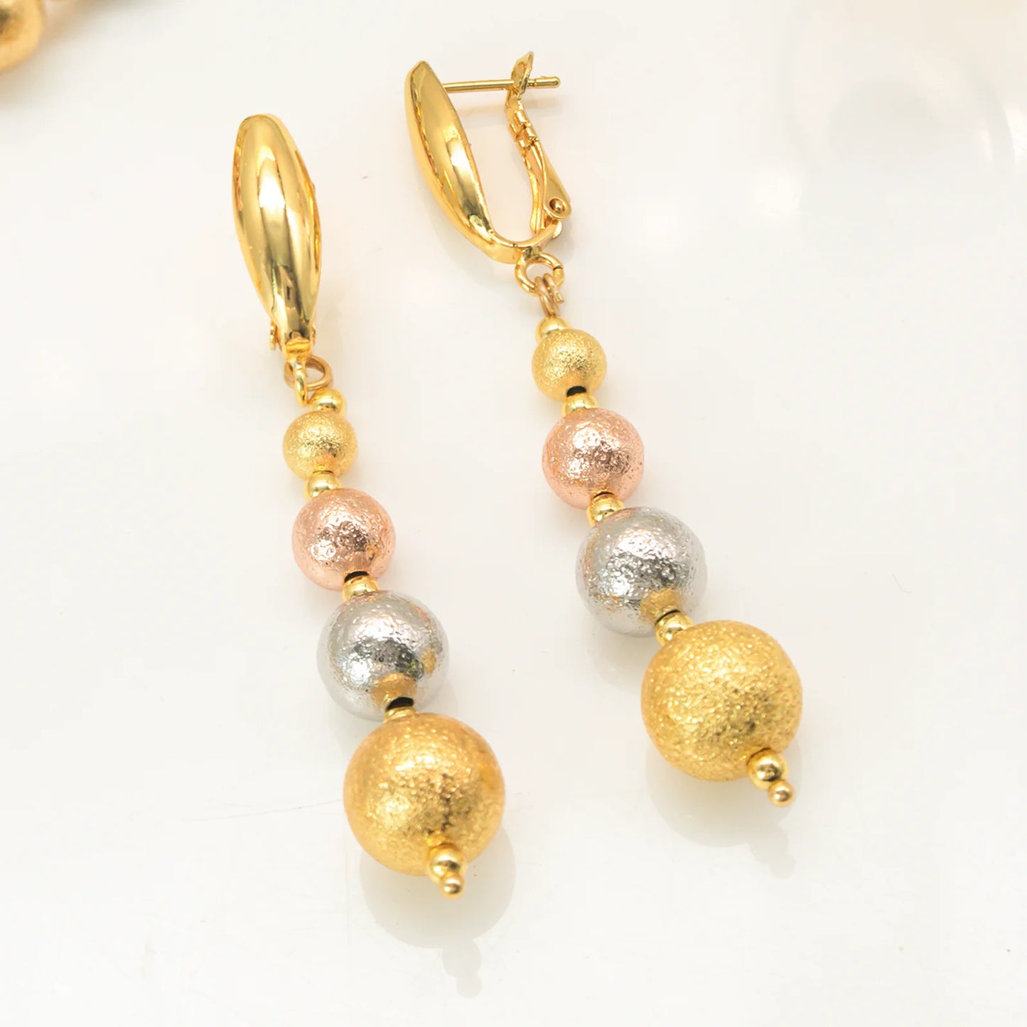 GZJPEI Four Piece Multi Layer Three Tone Beads Jewelry Set