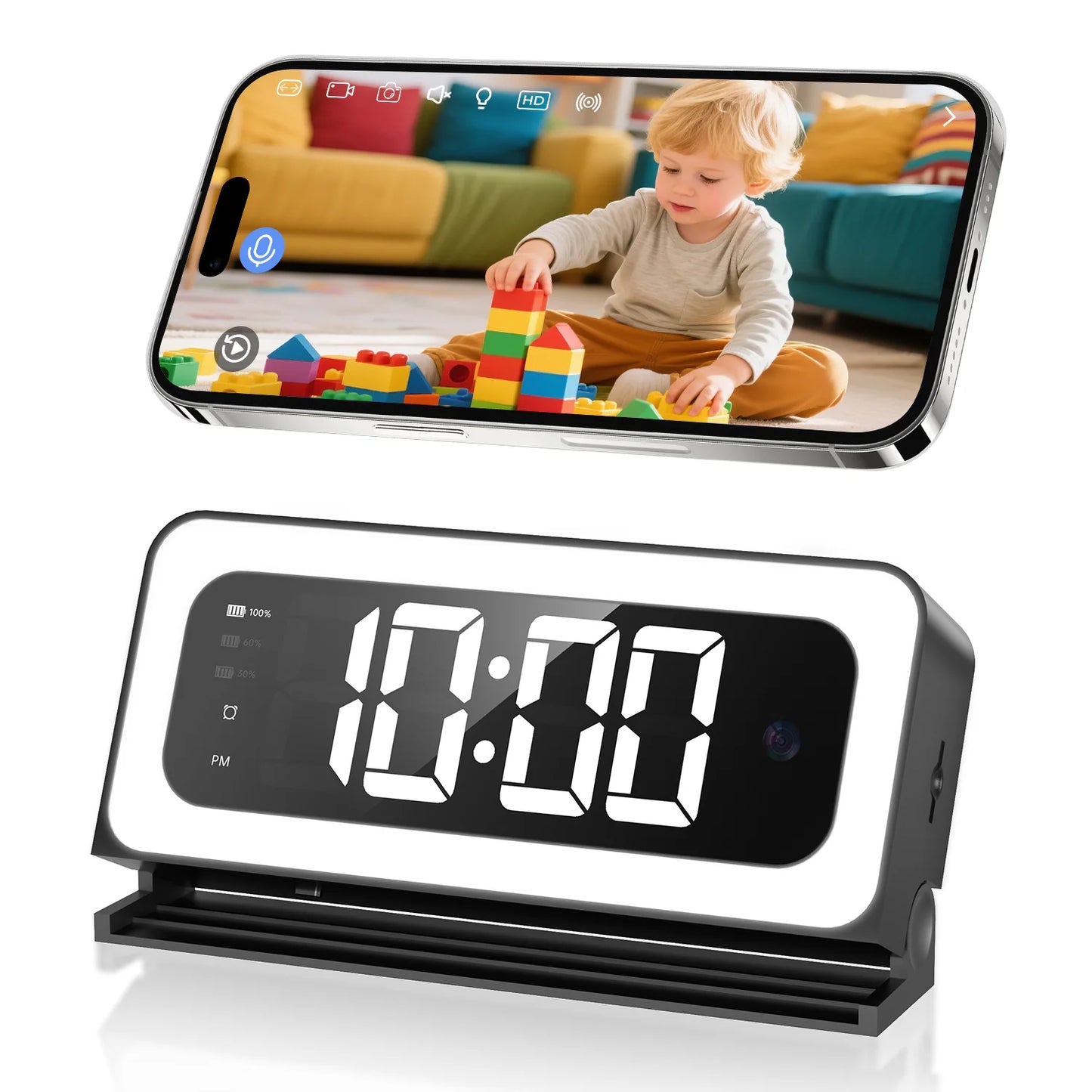 WESECUU Clock Camera 2K Security Camera With 5G WiFi Nanny Cam
