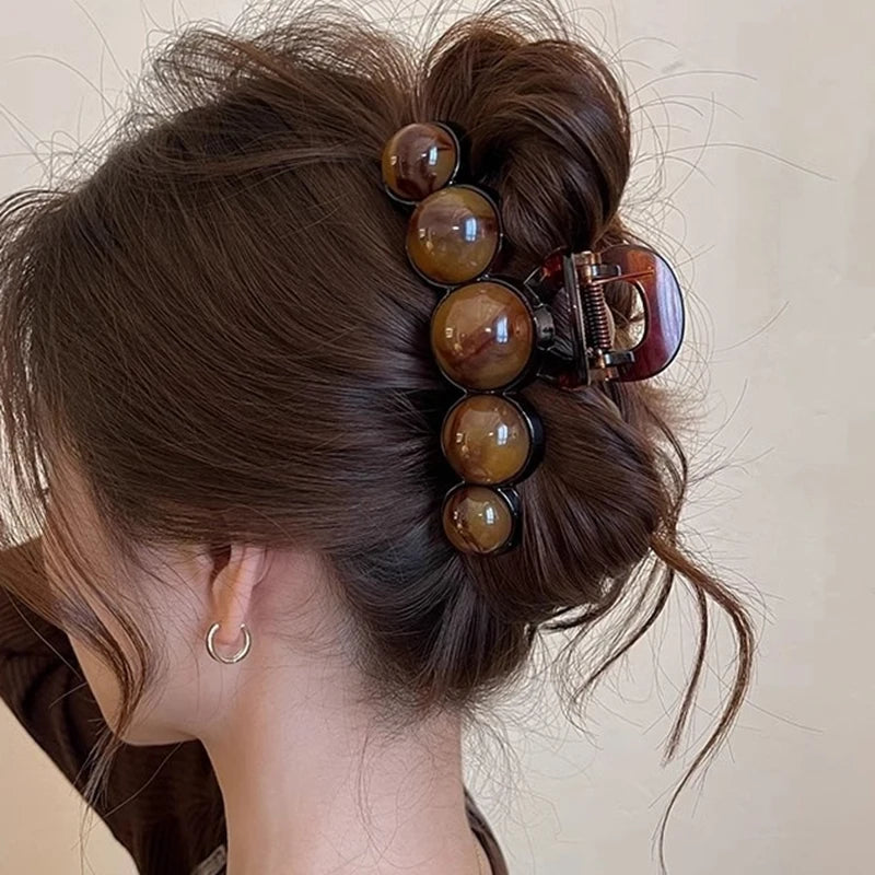 Gradient Beaded Geometric Hair Claw Clip For Women