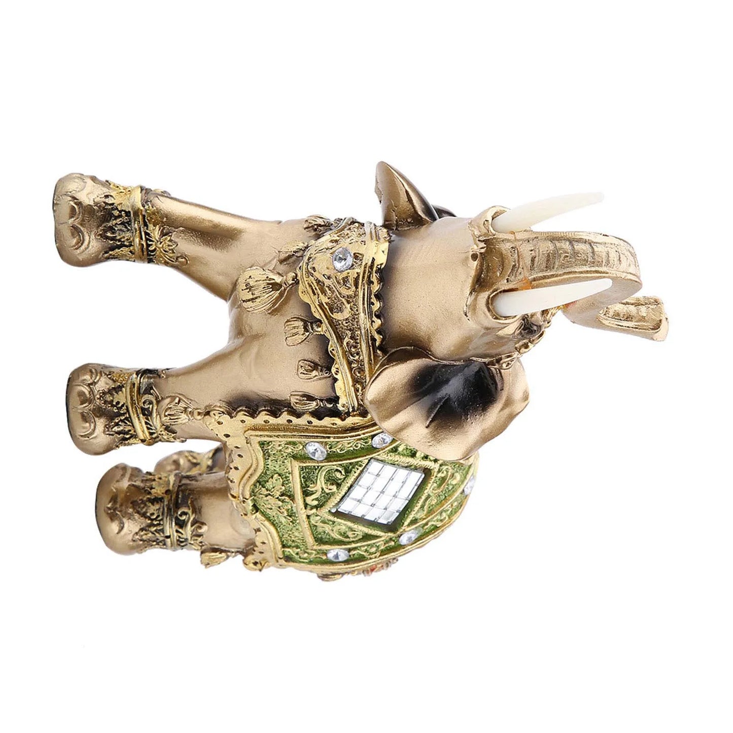 Feng Shui Green Elephant Statue Wealth Figurine Home Decoration