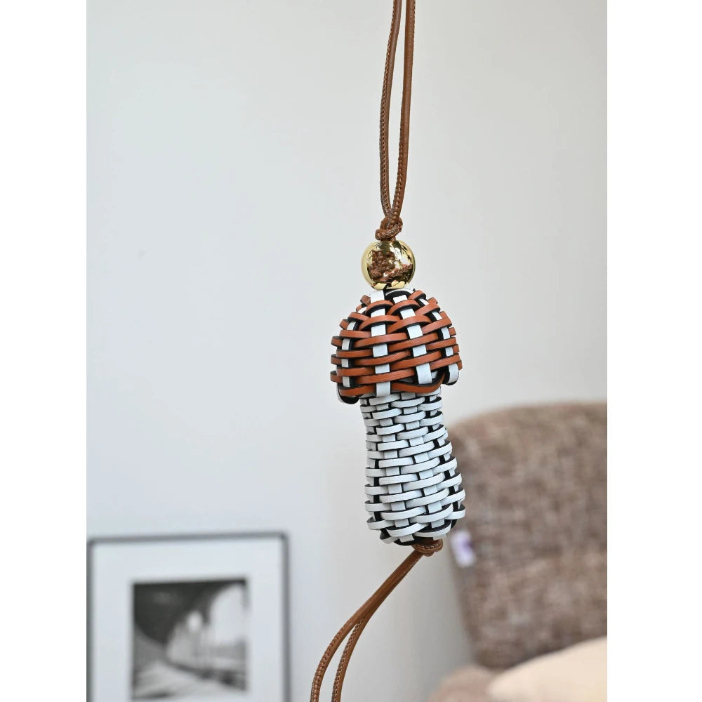 New Weaving Mushroom Ornaments Leather Bag Charm Keychain Bags Pendant Decoration High Luxury Girl Gift Bag Accessories