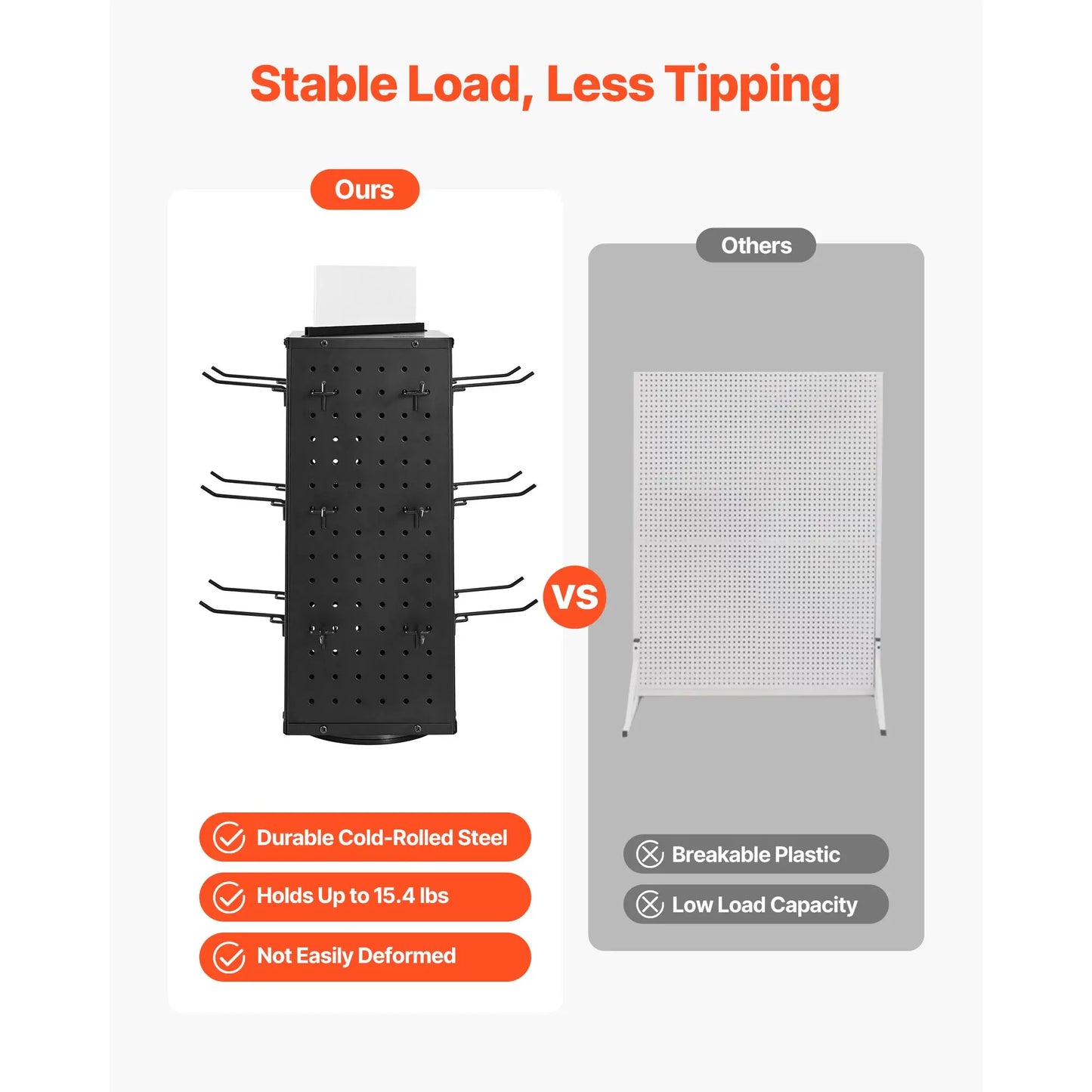 SucceBuy Rotating Pegboard Display Stand 4-Sided Jewelry Rack